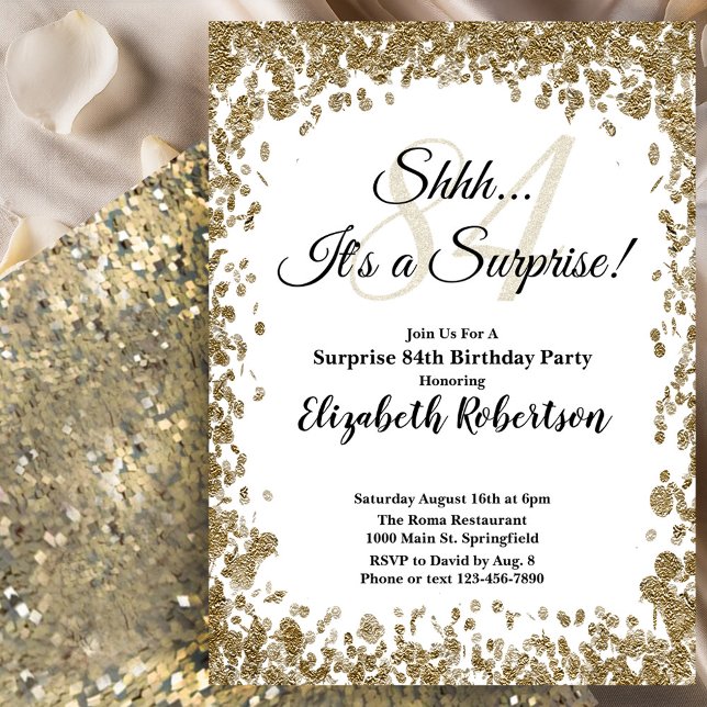 Invitation élégante en or pour les 84 ans (Créateur téléchargé)