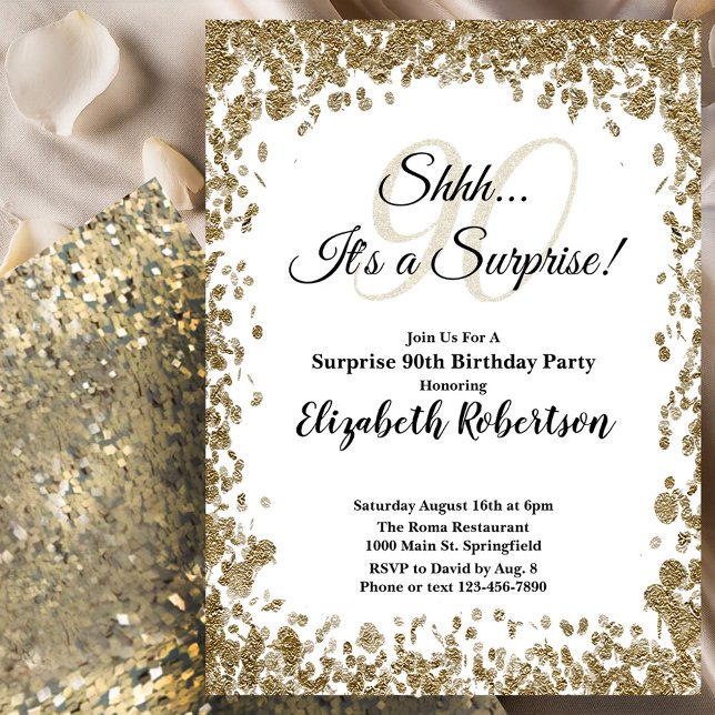 Invitation élégante en or pour les 90 ans (Créateur téléchargé)
