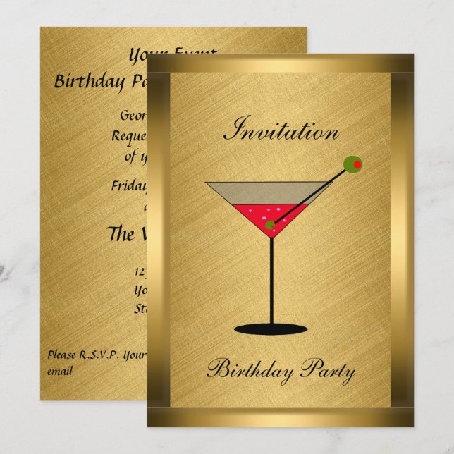 Invitation élégante en or pour un événement (Devant / Derrière)