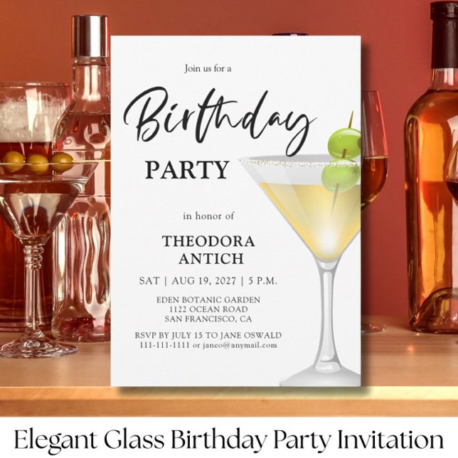 Invitation élégante en verre pour fête d'anniversa (Créateur téléchargé)