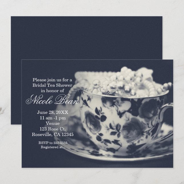 Invitation élégante et chic de mariage Glam Tea &  (Devant / Derrière)
