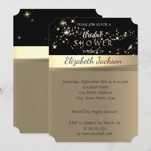 Invitation Élégante et Chic Fête de Mariage Brillante (Devant / Derrière)
