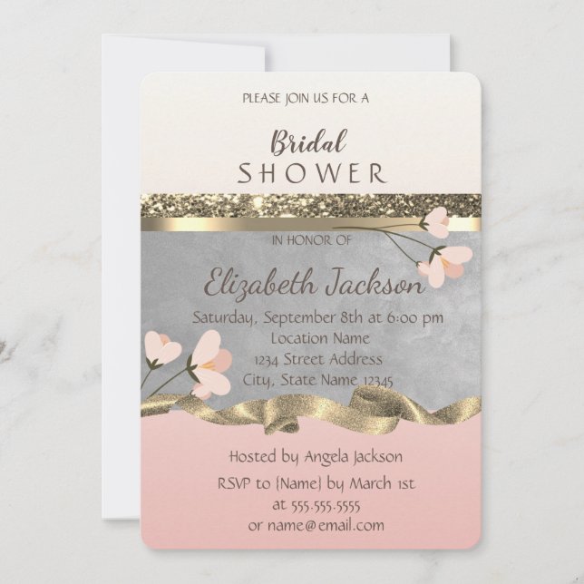 Invitation Élégante et Chic Fête de Mariage Florale (Devant)