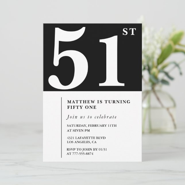 Invitation élégante et chic pour 51e anniversaire  (Debout devant)