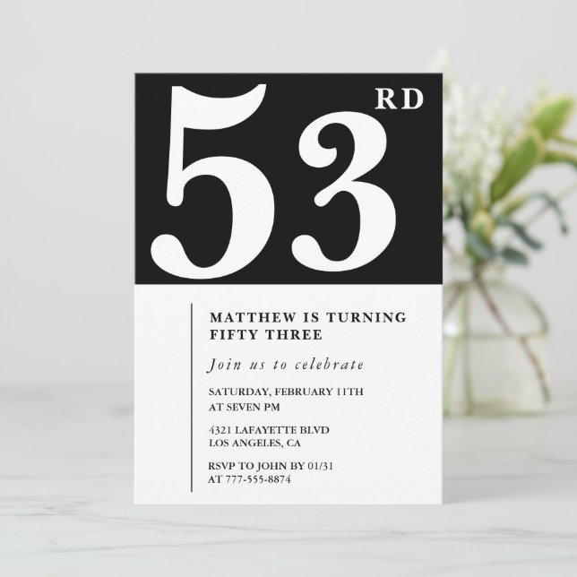 Invitation élégante et chic pour 53e anniversaire  (Debout devant)