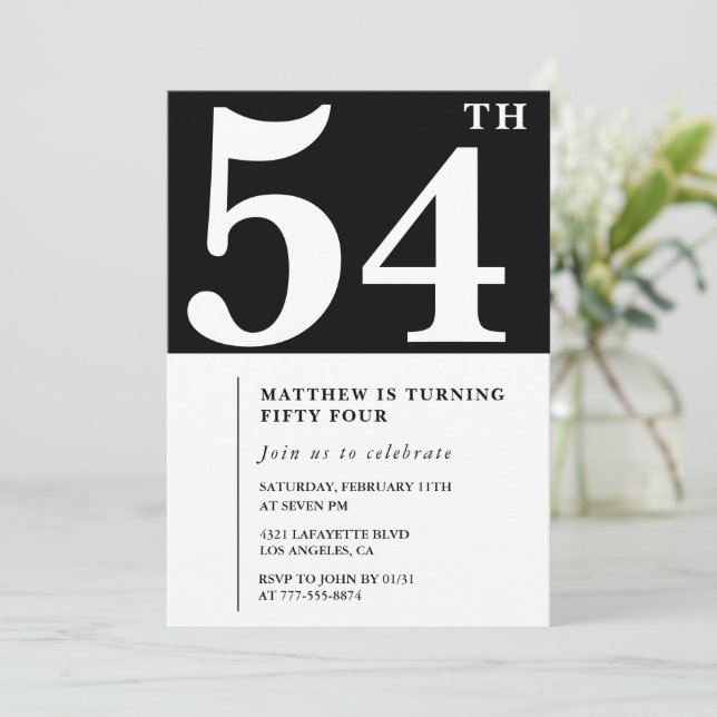 Invitation élégante et chic pour 54e anniversaire  (Debout devant)