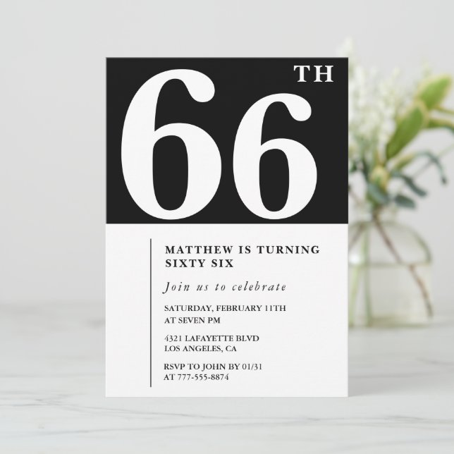 Invitation élégante et chic pour 66e anniversaire  (Debout devant)