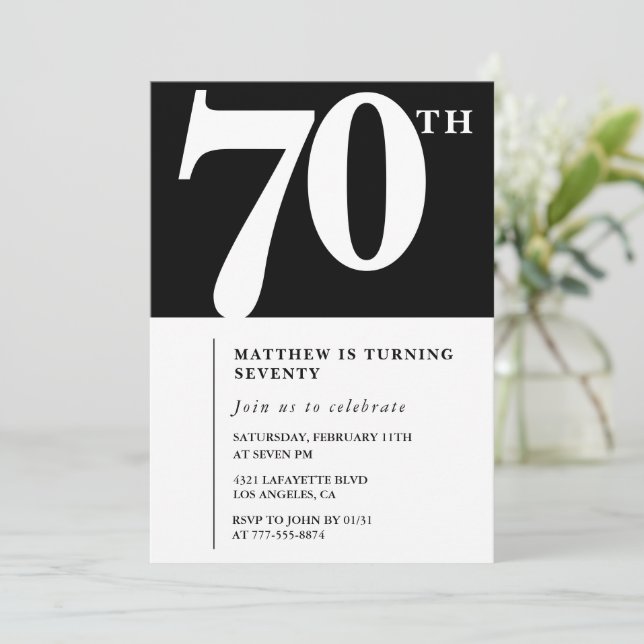 Invitation élégante et chic pour 70e anniversaire  (Debout devant)