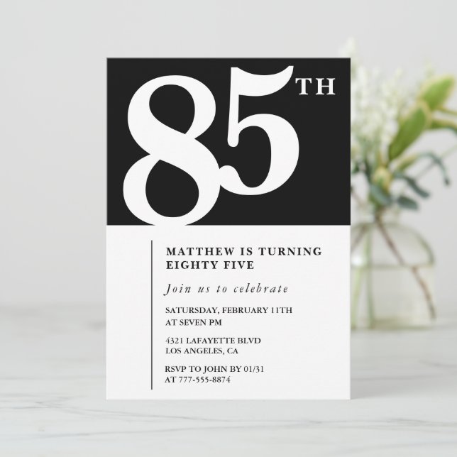 Invitation élégante et chic pour 85e anniversaire  (Debout devant)