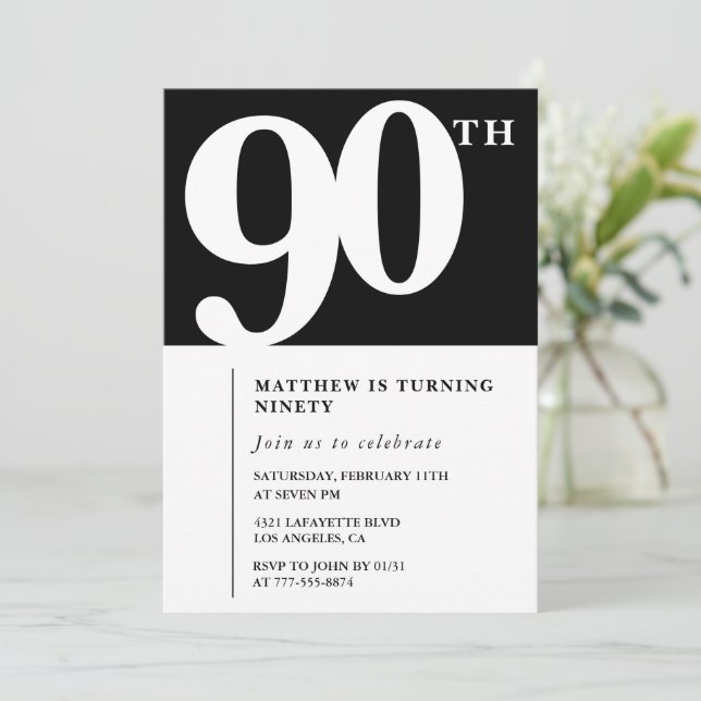 Invitation élégante et chic pour 90e anniversaire  (Debout devant)