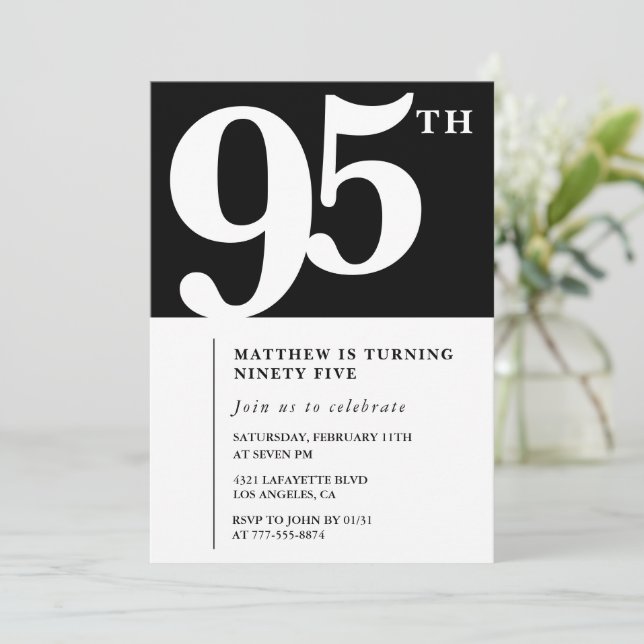 Invitation élégante et chic pour 95e anniversaire  (Debout devant)