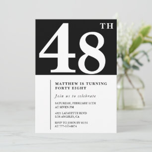 Invitation élégante et chic pour les 48 ans en noi