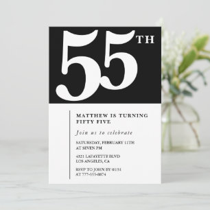 Invitation élégante et chic pour les 55 ans en noi