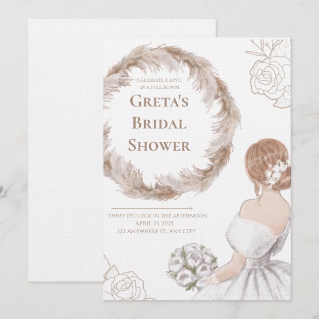Invitation élégante et douce pour la douche de la  (Devant / Derrière)