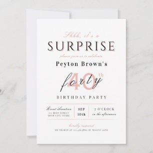Invitation Elégante et élégante surprise 40e anniversaire