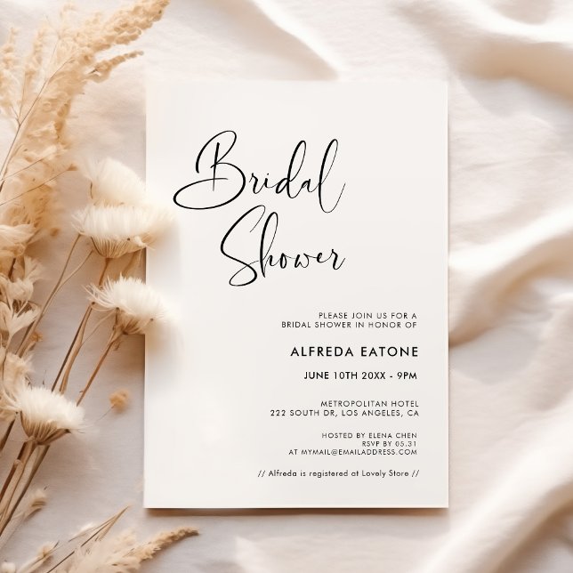 Invitation Elégante et moderne douche nuptiale noire et blanc (Créateur téléchargé)