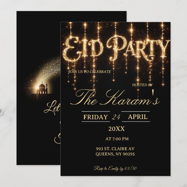 Invitation élégante et moderne pour la fête de l'A (Devant / Derrière)