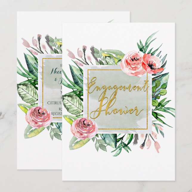 Invitation élégante et moderne pour une douche de  (Devant / Derrière)
