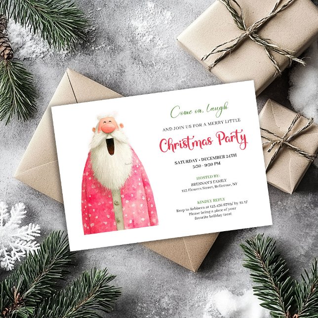 Invitation élégante et originale pour les fêtes de (Elegant Quirky Santa Minimalist Holiday Invitation)