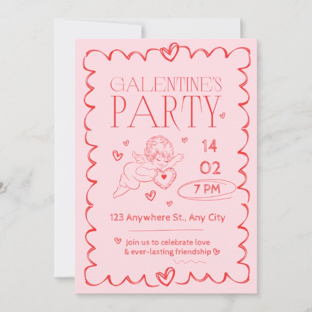 Invitation élégante et romantique pour une fête de (Devant)