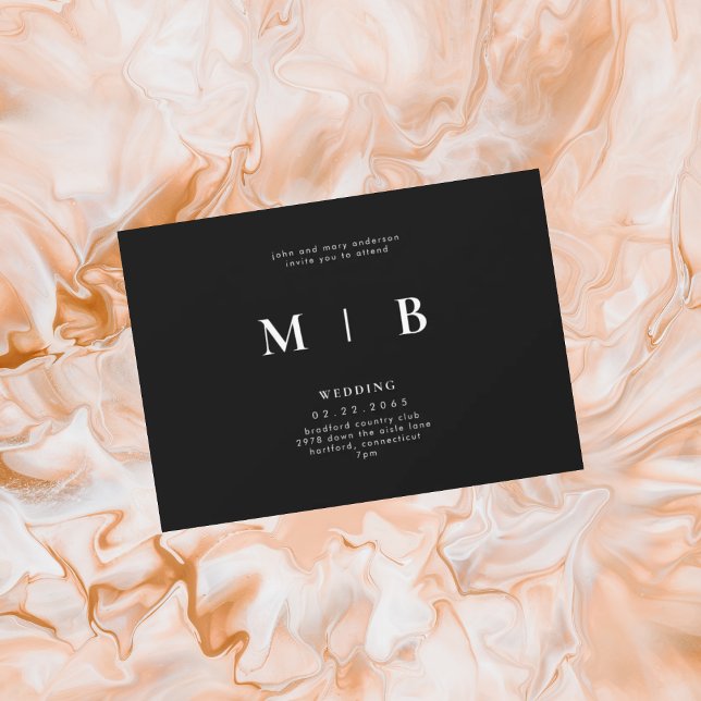 Invitation élégante et simple avec monogramme N/B  (Créateur téléchargé)