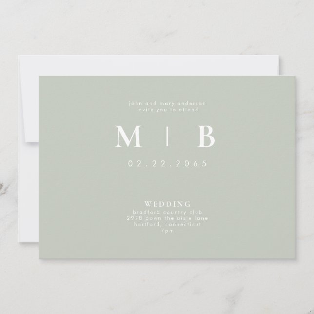 Invitation élégante et simple avec monogramme pour (Devant)