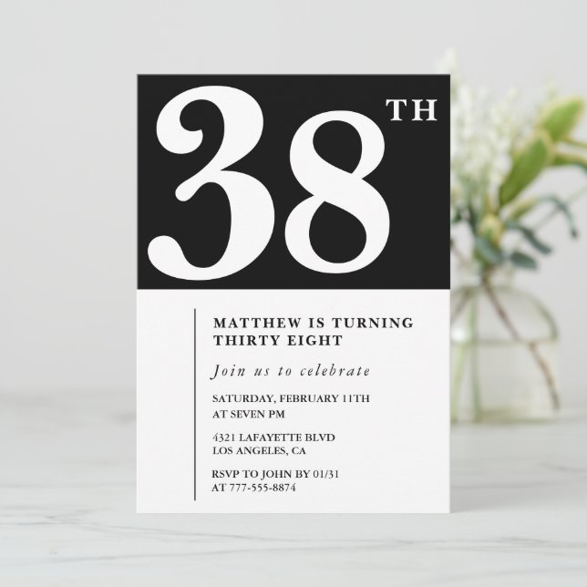 Invitation élégante et simple pour 38e anniversair (Debout devant)