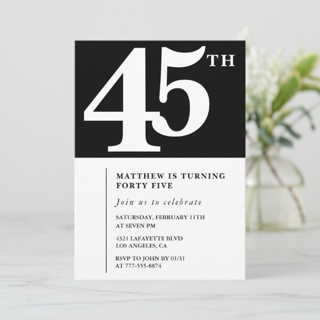 Invitation élégante et simple pour 45e anniversair (Debout devant)