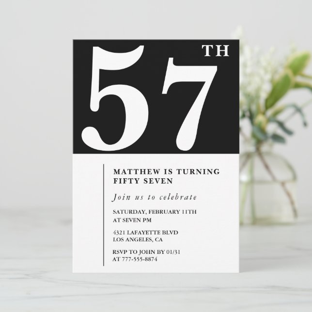Invitation élégante et simple pour 57e anniversair (Debout devant)
