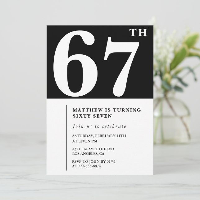 Invitation élégante et simple pour 67e anniversair (Debout devant)