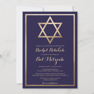 Invitation Elégante étoile de David : Bat mitzvah moderne