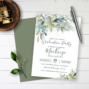 Invitation Elégante Eucalyptus Green Graduation Party