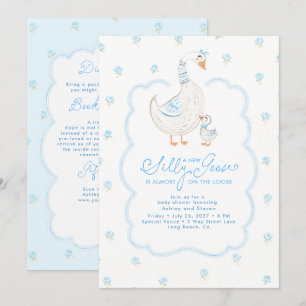 Invitation Élégante Faire Naître D'oie Bleue Tout En Un