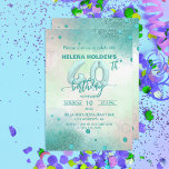 Invitation Élégante Feminine Turquoise à huile Ballons 40e an<br><div class="desc">Elégante et féminine invitation personnalisée à la fête du 40e anniversaire avec le numéro 40 fait de ballons en feuille turquoise sur un arrière - plan pastel abstrait avec éléments de parties scintillant. Le texte est entièrement personnalisable. Pour le modifier, utilisez l'option Personnaliser. Pour d'autres modifications, telles que les modifications...</div>