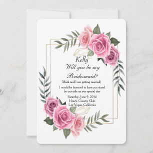 Invitation Élégante femme de ménage géométrique rose rose