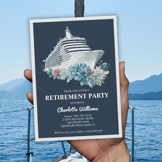 Invitation Élégante femme Parti de retraite bateau de croisiè (Elegant Women Retirement Party Cruise Ship Invitation)