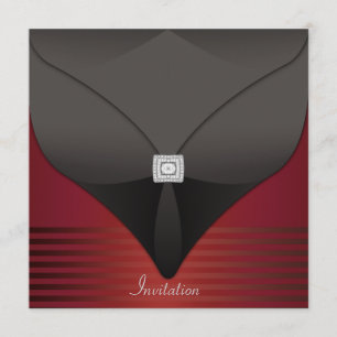 Invitation Élégante fête contemporaine noire rouge