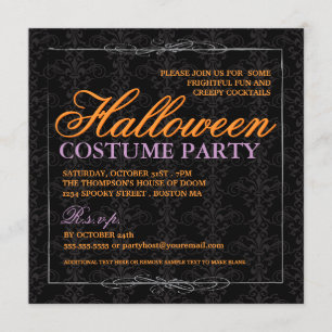 Invitation Élégante fête costumée de la dentelle noire