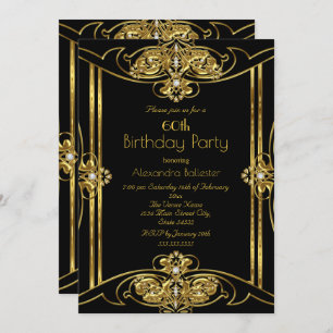 Invitation Élégante fête d'anniversaire 60e Ajouter photo Gol