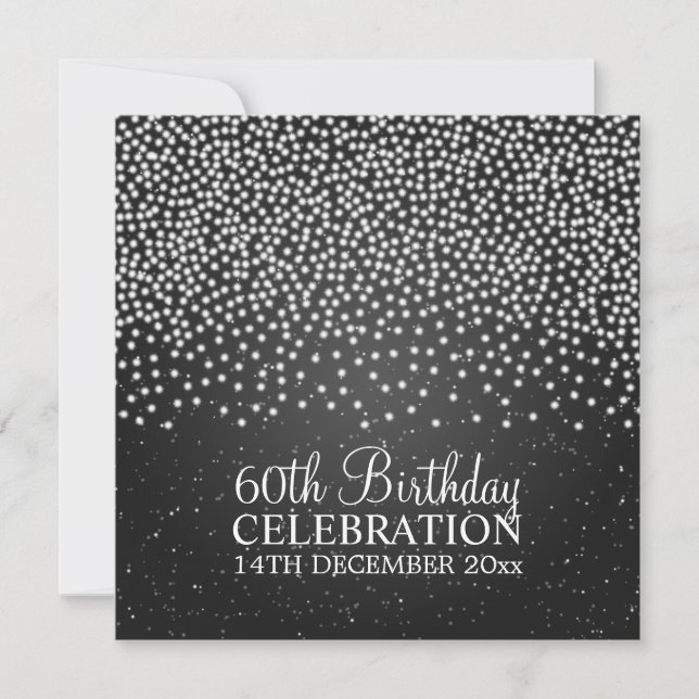 Invitation Élégante fête d'anniversaire 60e Simple étincelle  (Devant)