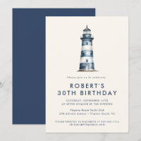 Élégante Fête d'anniversaire adulte du phare côtie