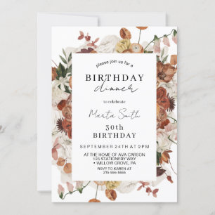 Invitation Élégante fête d'anniversaire de automne florale