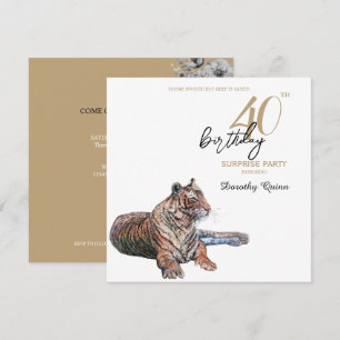 Invitation Elégante fête d'anniversaire de la florale de tigr