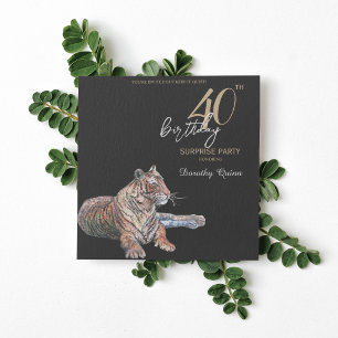 Invitation Elégante fête d'anniversaire de la florale de tigr