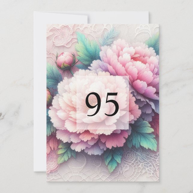 Invitation Elégante fête d'anniversaire de l'aquarelle fleuri (Devant)