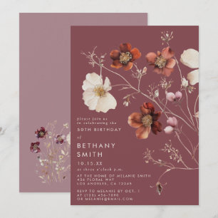 Invitation Élégante fête d'anniversaire de l'automne floral m