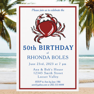 Invitation Élégante fête d'anniversaire du Crabe rouge modern