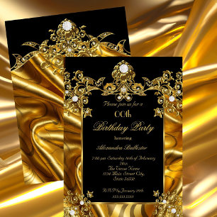 Invitation Elégante fête d'anniversaire Gold Silk Diamants no