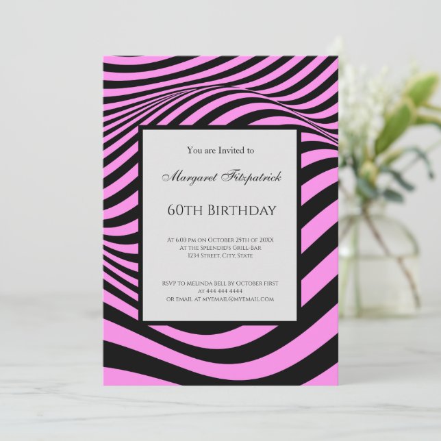 Invitation Élégante fête d'anniversaire moderne violet noir (Debout devant)