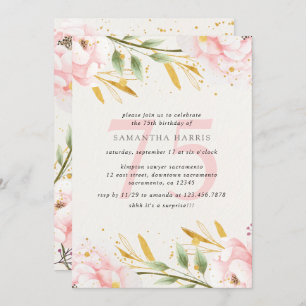 Invitation Elégante fête d'anniversaire Pink & Gold 75th Birt